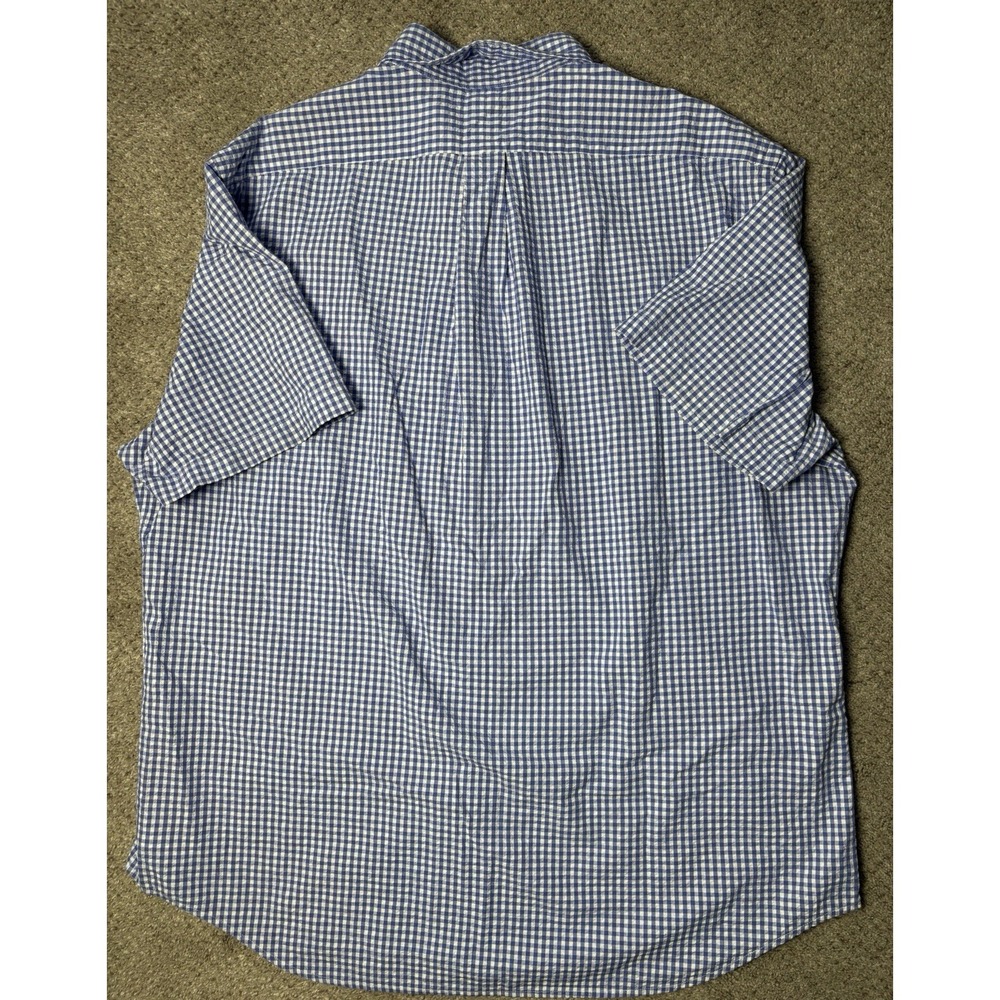 Polo Ralph Lauren Mens XL Seersucker Shirt Shot Sleeve Gingham Check Blue White - Picture 5 of 9
